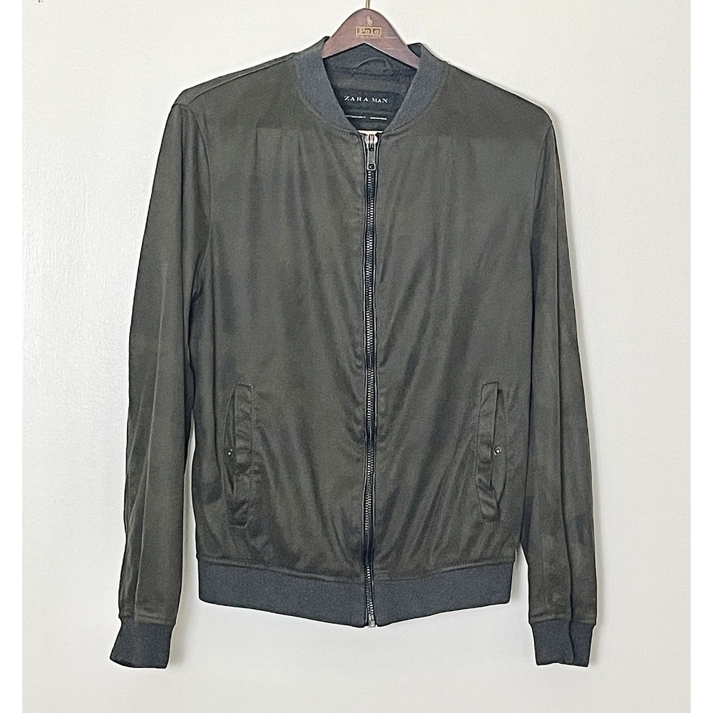 Zara Camouflage Bomber Jacket Men's Large Camo AOP Night Out Date Full Zip